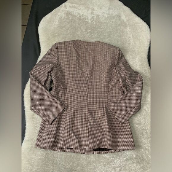 New East 5th Womens Gingham 5 Button Brown Blazer Jacket Size 14 NWT $180‎ - Picture 2 of 8